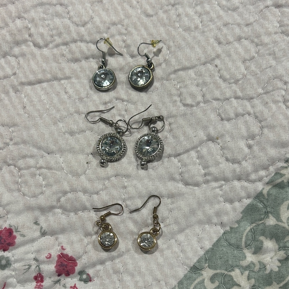 Elegant Silver and Gold Dangle Earrings Set